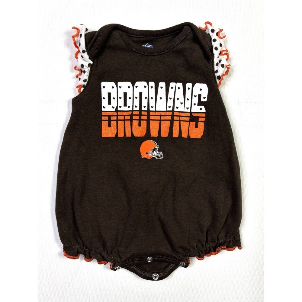 NFL Cleveland Browns Romper Bodysuit Baby Girl 0-3 Months Ruffle Snap
